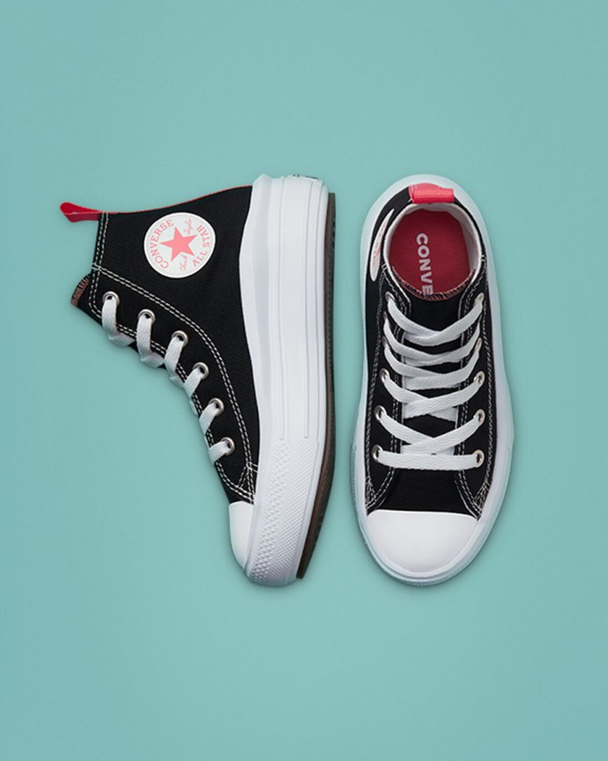 Dívčí Boty Na Platformy Converse Chuck Taylor All Star Move Vysoké Černé Růžové Bílé | CZ MFTQ19